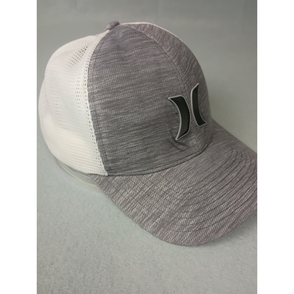 Hurley Trucker Hat Mens Grey Heather White Mesh Snapback Cap Yupoong Classics